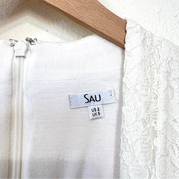 Sau Cream White Lace Ankle Length Dress Size 2 - Picture 8 of 15